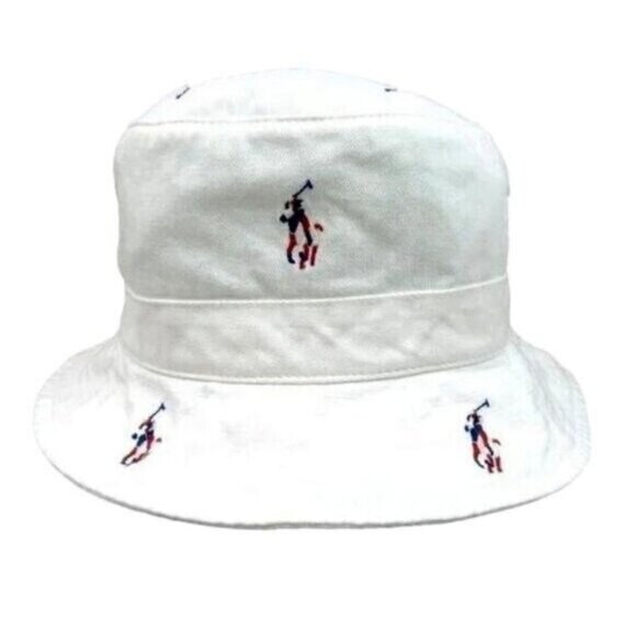 Polo Ralph Lauren Americana Embroidered Pony Bucket Hat Adult Size S/M NEW